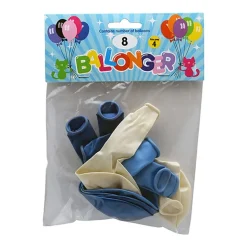 Ballonger i latex 8-pakning - Metallisk Blå Mix