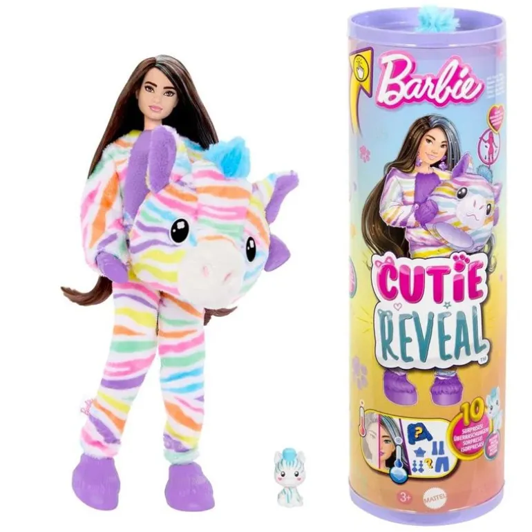 Barbie Cutie Reveal Color Dreams Dukke m/ 10 overraskelser - Sebra