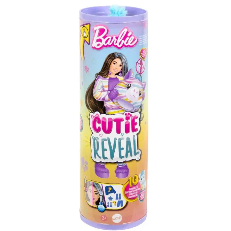 Barbie Cutie Reveal Color Dreams Dukke m/ 10 overraskelser - Sebra
