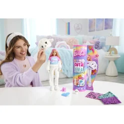 Barbie Cutie Reveal Cozy Tee Dukke m/ 10 overraskelser - Lam