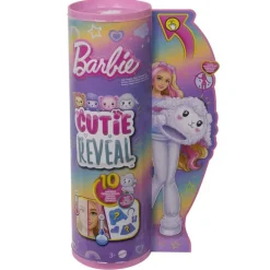 Barbie Cutie Reveal Cozy Tee Dukke m/ 10 overraskelser - Lam