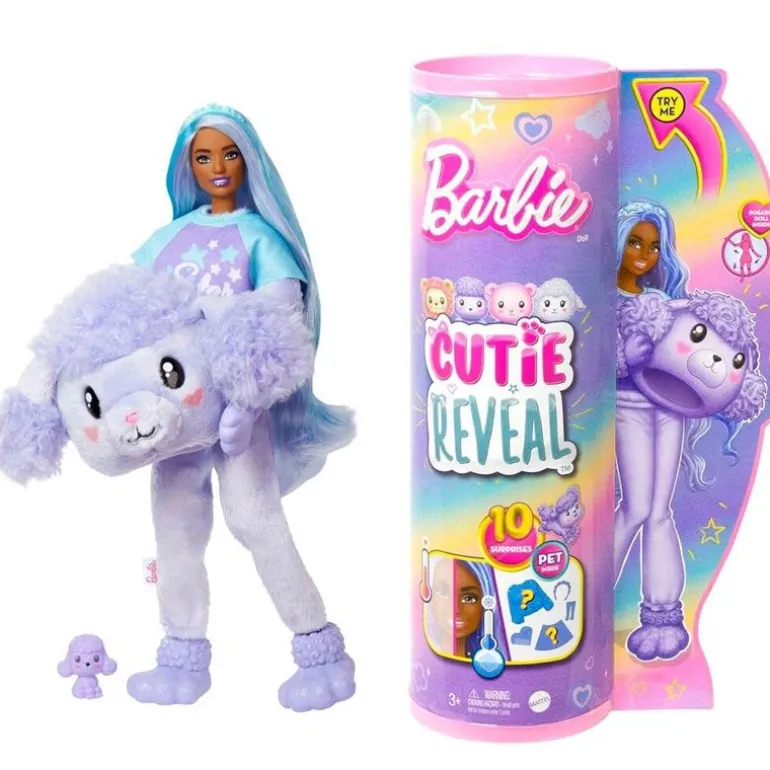 Barbie Cutie Reveal Cozy Tee Dukke m/ 10 overraskelser - Puddel