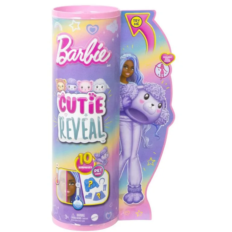 Barbie Cutie Reveal Cozy Tee Dukke m/ 10 overraskelser - Puddel