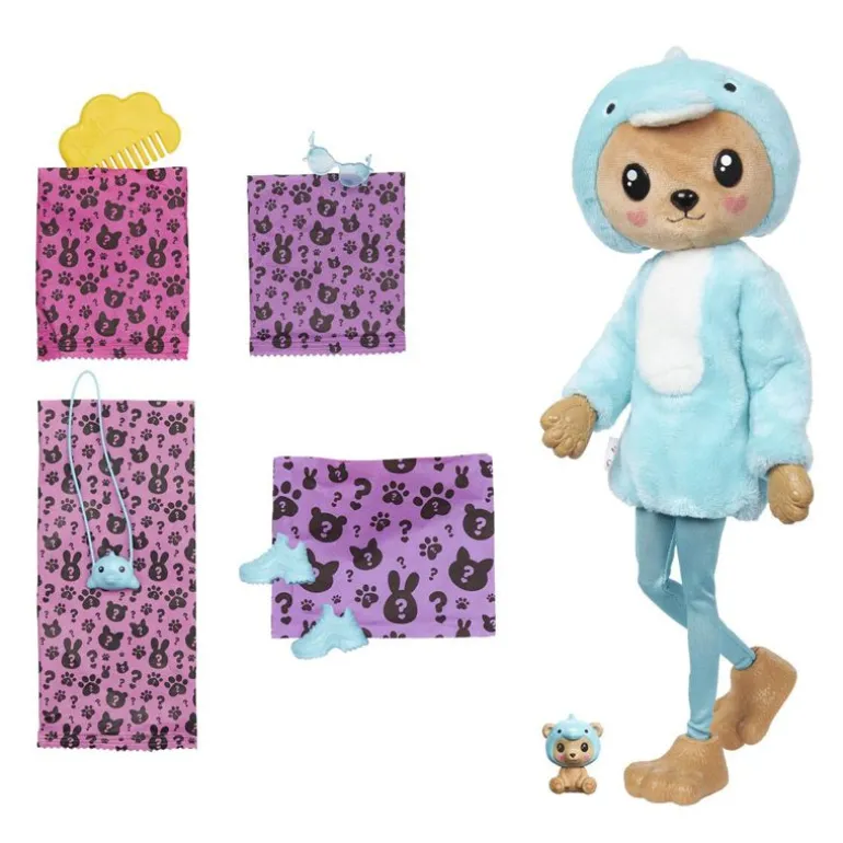 Barbie Cutie Reveal Dyrekostyme Dukke - Bamse / Delfin