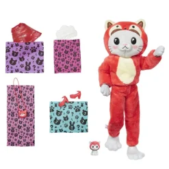 Barbie Cutie Reveal Dyrekostyme Dukke - Katt / Rød Panda