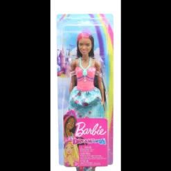 Barbie Dreamtopia Dukke 29cm - Prinsesse med brunt hår og rosa kjole