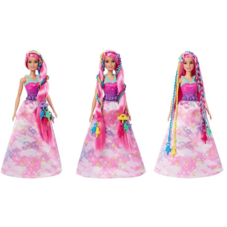 Barbie Dreamtopia Twist N' Style Dukke - Regnbuefarget Hår