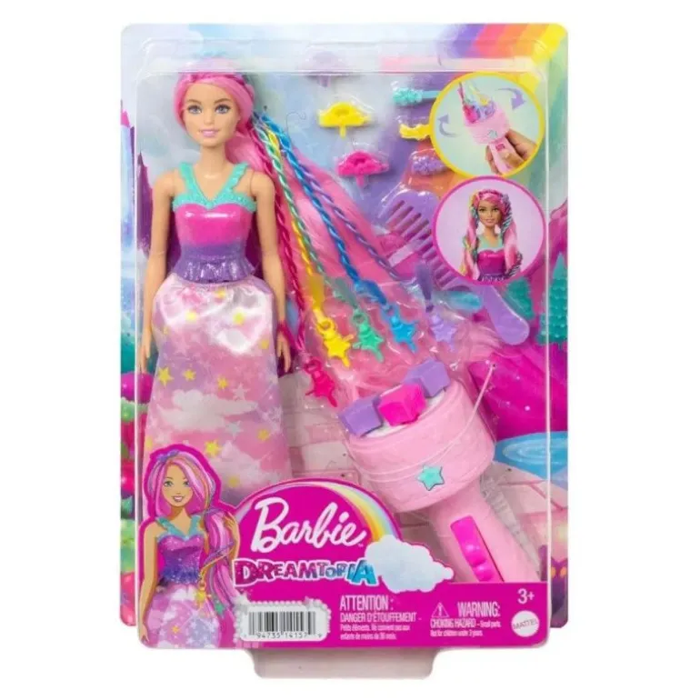 Barbie Dreamtopia Twist N' Style Dukke - Regnbuefarget Hår