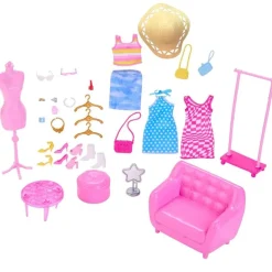 Barbie Dukke- og Motesett 32 Deler m/ garderobetilbehør