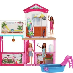 Barbie Dukkehus - Estate 2 etasjer med møbler og 3 dukker