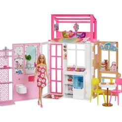 Barbie Dukkehus - Feriehus med møbler og dukke