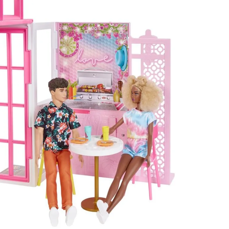 Barbie Dukkehus - Feriehus med møbler og dukke