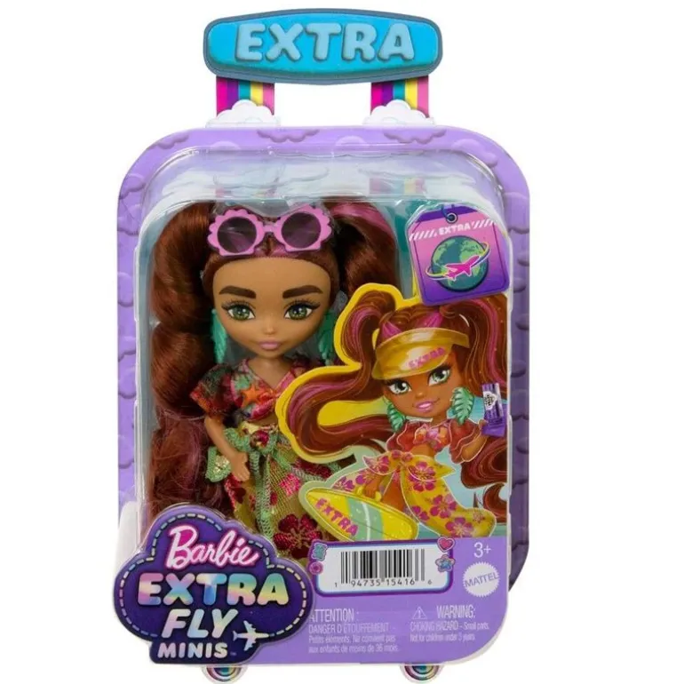 Barbie Extra Fly Minidukke m/ 6 tilbehør - Strand