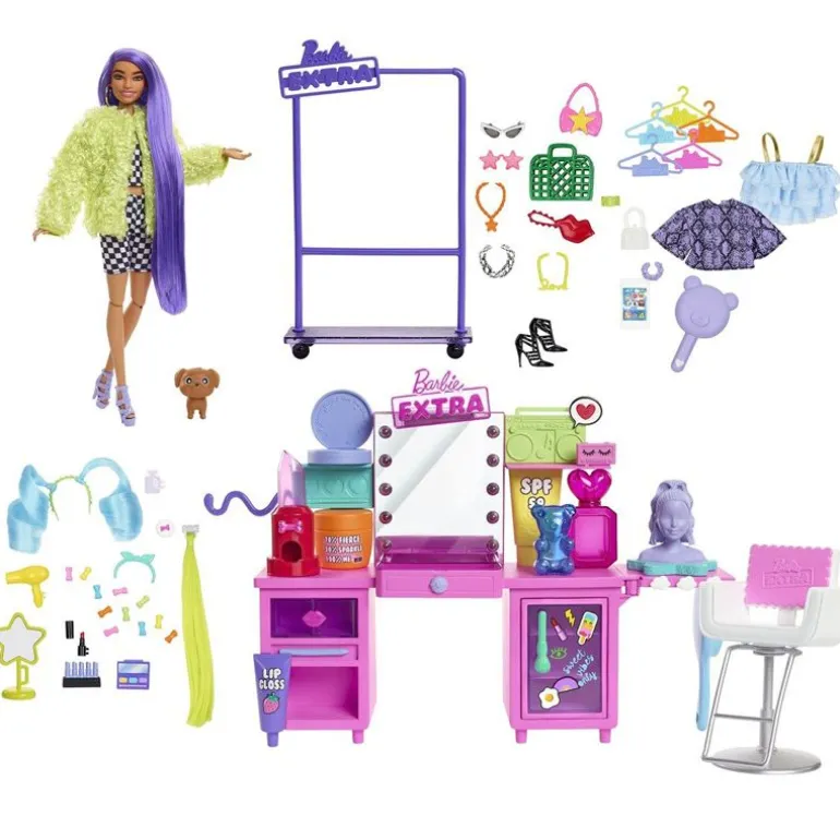 Barbie Extra Lekesett - Dukke med sminkebord