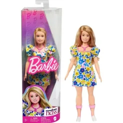 Barbie Fashionistas Dukke - Gul og Blå Blomsterkjole HJT05