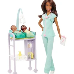Barbie Karriere Barnelege Lekesett m/ 2 babyer - Brunt Hår