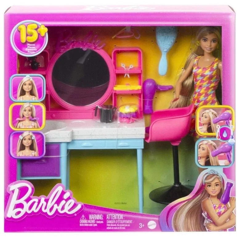 Barbie Lekesett m/ dukke og tilbehør - Hårsalong