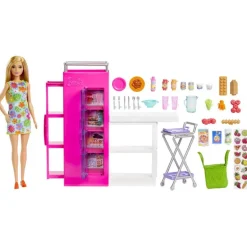 Barbie Lekesett m/ dukke og tilbehør - Kjøkkenskap