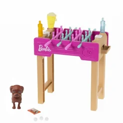 Barbie Mini Kjæledyr Lekesett - Brun hund med fotballbord