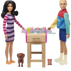Barbie Mini Kjæledyr Lekesett - Brun hund med fotballbord
