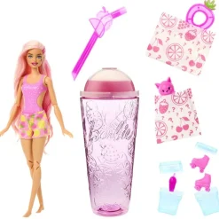 Barbie Pop Juicy Fruits Reveal Dukke - Jordbærlimonade