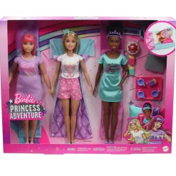 Barbie Princess Adventure lekesett - Overnatting med 3 dukker og tilbehør