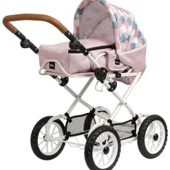BRIO Kombi Dukkevogn - Rosa m/ dråpeformet mønster