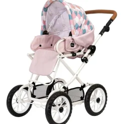 BRIO Kombi Dukkevogn - Rosa m/ dråpeformet mønster