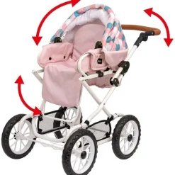 BRIO Kombi Dukkevogn - Rosa m/ dråpeformet mønster