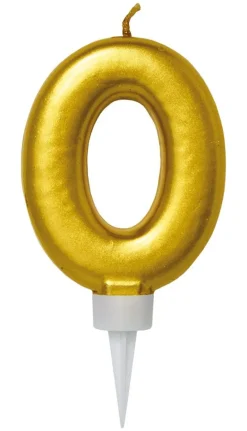 Bursdagslys Gull 8 cm - Tallet 0