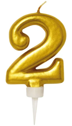 Bursdagslys Gull 8 cm - Tallet 2
