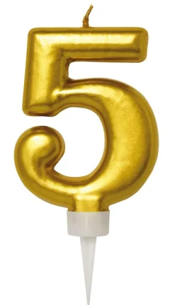 Bursdagslys Gull 8 cm - Tallet 5