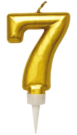 Bursdagslys Gull 8 cm - Tallet 7