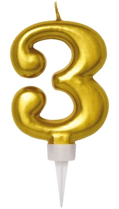 Bursdagslys Gull 8 cm - Tallet 3