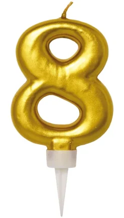 Bursdagslys Gull 8 cm - Tallet 8