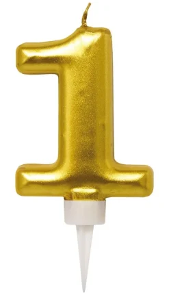 Bursdagslys Gull 8 cm - Tallet 1