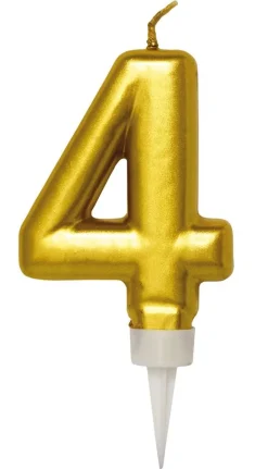 Bursdagslys Gull 8 cm - Tallet 4