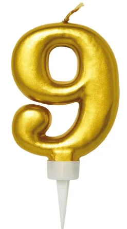 Bursdagslys Gull 8 cm - Tallet 9