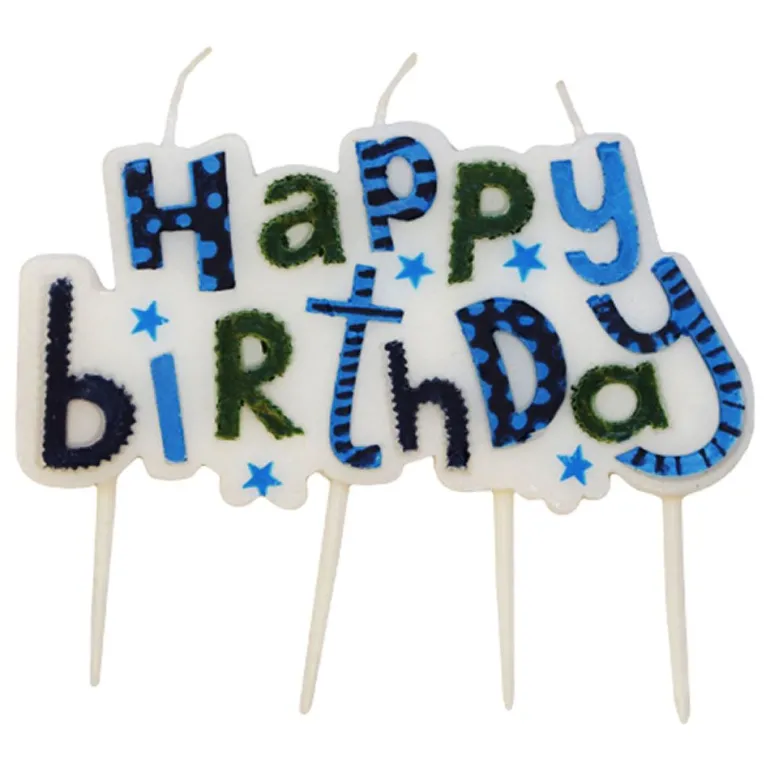 Bursdagslys "Happy Birthday" Blå