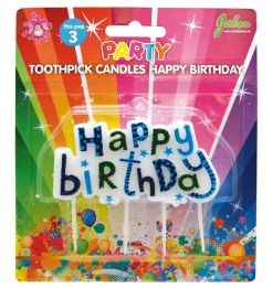 Bursdagslys "Happy Birthday" Blå