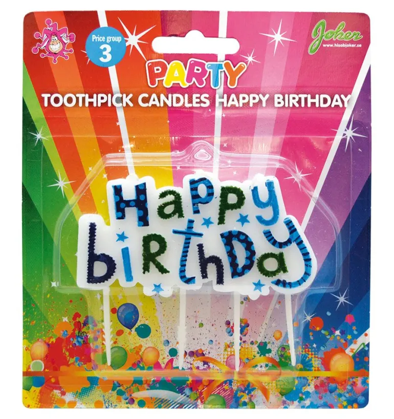 Bursdagslys "Happy Birthday" Blå