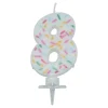 Bursdagslys med dryss 7 cm - Tallet 8