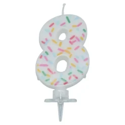 Bursdagslys med dryss 7 cm - Tallet 8