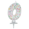 Bursdagslys med dryss 7 cm - Tallet 0