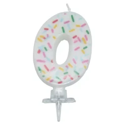 Bursdagslys med dryss 7 cm - Tallet 0