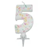 Bursdagslys med dryss 7 cm - Tallet 5
