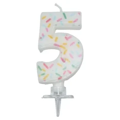 Bursdagslys med dryss 7 cm - Tallet 5