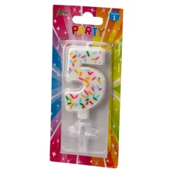 Bursdagslys med dryss 7 cm - Tallet 5
