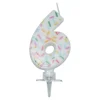 Bursdagslys med dryss 7 cm - Tallet 6