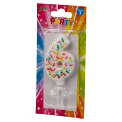 Bursdagslys med dryss 7 cm - Tallet 6
